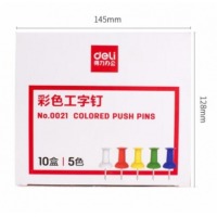 得力（deli）0021 彩色工字钉图钉/按钉/大头钉 (混色)35枚/盒(20盒装700
