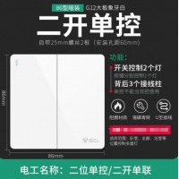 公牛(BULL)二开单控插座开关 白色