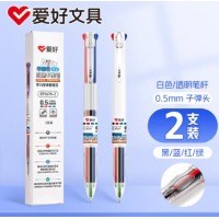 爱好（AIHAO）四色合一多功能按动中性笔黑红蓝绿签字笔0.5mm子弹头多色笔 GP247
