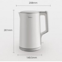 美的（Midea）电热水壶 1.7L家用1800W大功率烧水壶 304不锈钢无缝内胆 MK