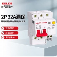 德力西电气空开断路器空气开关漏电保护器DZ47sLE 2P 32A