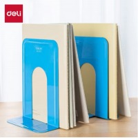 得力(deli)8.5英寸(高21cm)金属铁桌面书立置物架书收纳桌上书架 书籍挡靠架2片/付 办公用品 蓝色9270