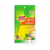 3M 橡胶手套 薄巧型防水防滑家务清洁手套 厨房洗衣手套中号 柠檬黄