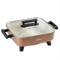 美的（Midea）电火锅 鸳鸯锅 火锅专用锅 电煮锅煎烤涮肉一体锅 多功能锅6L火锅锅 D