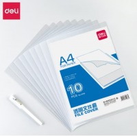得力（deli）L型A4文件套透明文件袋 10只光面 加厚文件套 5706