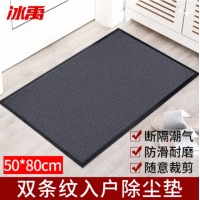 冰禹 BYlj-135 双条纹PVC地垫 灰色 50*80cm