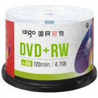 爱国者（aigo）DVD+RW空白光盘 1-4速4.7GB  桶装50片