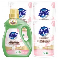超能 柔顺舒适洗衣液 馨香依兰 6斤套装(1.5kg+500g*3) 天然椰油 洁净