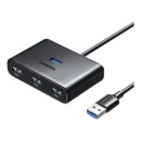绿联（UGREEN） USB-C分线器 高速拓展4口3.0HUB集线器延长线 电脑一拖四扩展坞转换器 USB3.0【方形黑新款】1.5米/15698