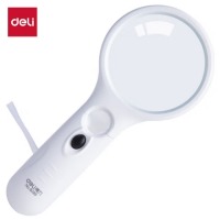 得力(deli)LED灯2.5倍高清阅读放大镜 Ф70mm/Ф22mm双镜片 白色