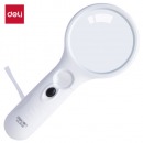 得力(deli)LED灯2.5倍高清阅读放大镜 Ф70mm/Ф22mm双镜片 白色