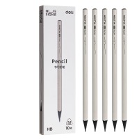 纽赛（NUSIGN）白色黑木石墨铅笔高档三角笔杆10支NS726-HB