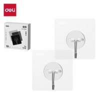 得力（deli）无痕透明厨房浴室免打孔无痕胶双面胶挂钩 10个/盒 JQ666