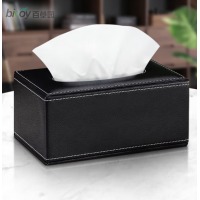 百草园纸巾盒客厅桌面抽纸盒办公室商务餐巾纸盒餐桌皮革收纳盒