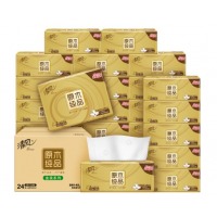 清风抽纸金装3层120抽*24包 纸巾抽 抽纸整箱M码