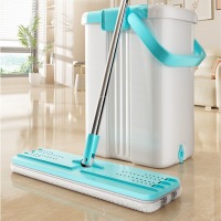 美丽雅 带桶平板拖把38cm 2布 加大拖桶 带排水孔