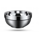 304不锈钢双层防烫碗商用快餐米饭面汤碗食堂打饭碗 16cm