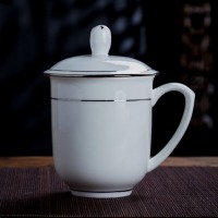 景顺 带盖茶杯 陶瓷白 个