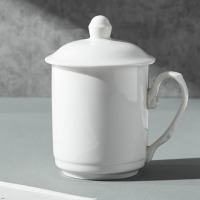 友来福 带盖纯白茶杯 个