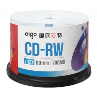 爱国者（aigo）CD-RW 空白光盘/刻录盘 4-12速700MB 台产 桶装50片 可