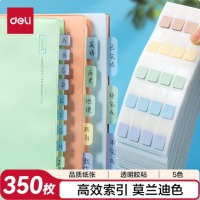 得力（deli）350枚多规格索引标签贴纸 莫兰迪色荧光膜 半透明 21699