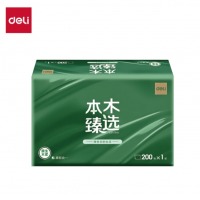 得力（deli）本木臻选系列 擦手纸1层200抽 CC1200-04 白色 包