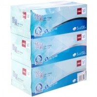 得力（deli）臻韧系列 盒抽3层130抽 MH3130-01 白色 3盒/提 12提/箱