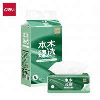 得力（deli）本木臻选系列 软抽3层120抽S码 MR3120-02 白色 8包/提