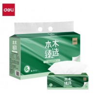 得力（deli）本木臻选系列 软抽3层120抽M码 MR3120-03 白色 6包/提
