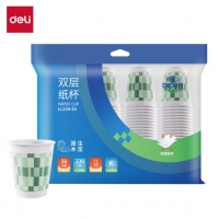 得力（deli）一次性纸杯子双层奶茶冲泡挺括饮料喝水杯子加厚防烫(50只230ml)