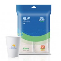 得力（deli）228ml一次性纸杯/水杯 办公常备家用请客酒店加厚水杯50只装 LL6
