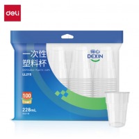 得力（deli）塑料杯 LL215 228mL 一次性 100只/袋 透明 1袋