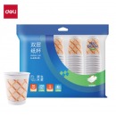 得力（deli）一次性纸杯子双层奶茶冲泡挺括饮料喝水杯子加厚防烫(50只250ml)